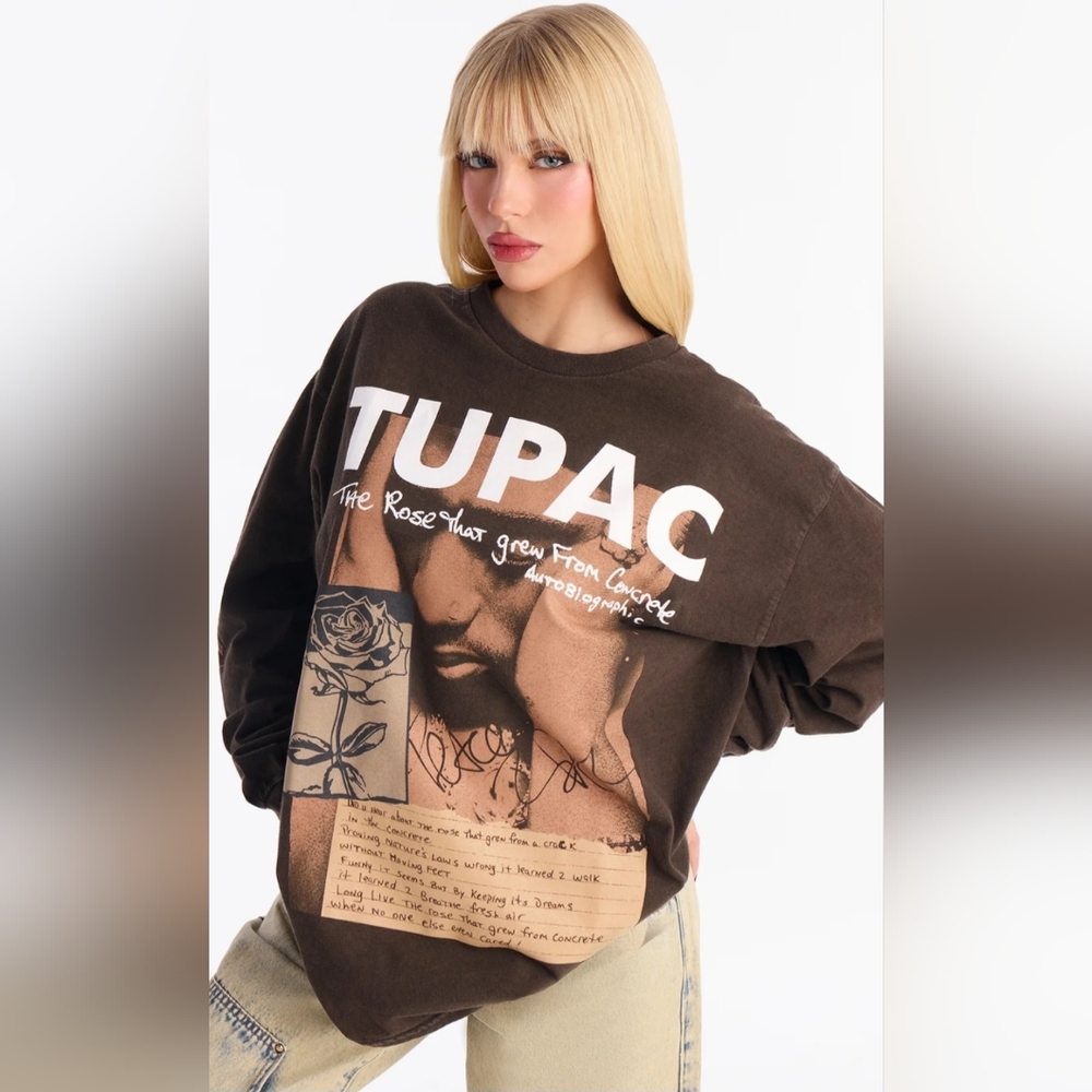 Brown Tupac Graphic Men's Sweater